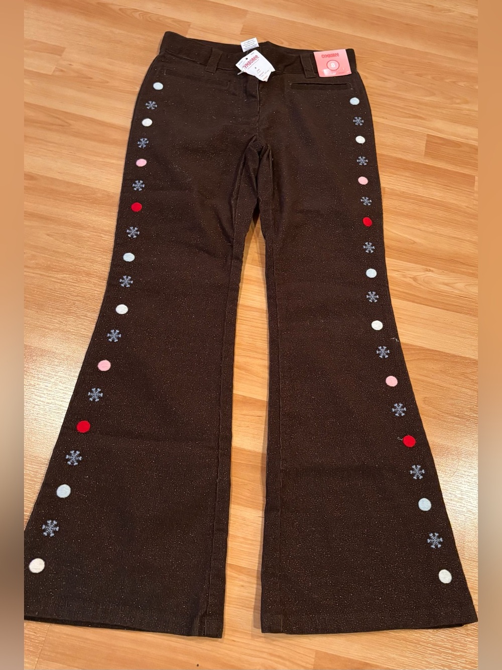 Gymboree Y2K Brown Sparkly Flare Corduroy Pants